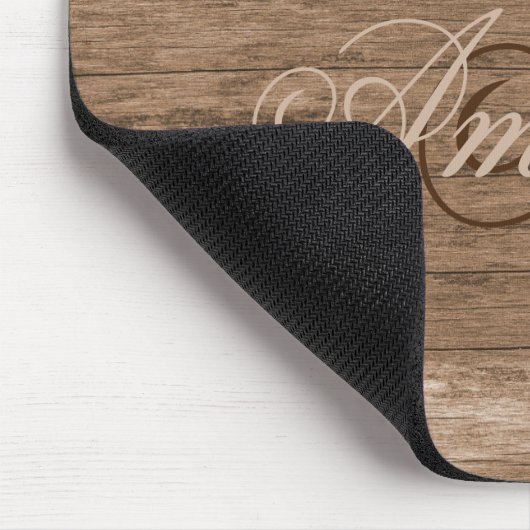 Monogram Naam Hout Pattern Elegant Muismat (Hoek)