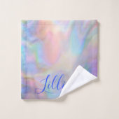 Monogram Naam in Blauw op Moeder van Parel | Bad Handdoek (Wasdoekje)