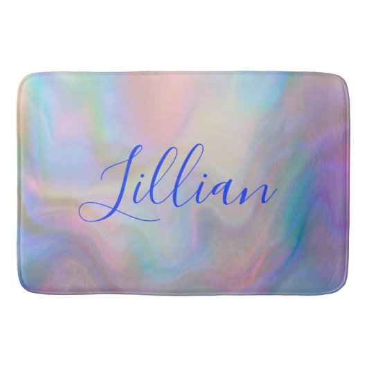 Monogram Naam in Blauw op Moeder van Parel | Badmat (Voorkant)