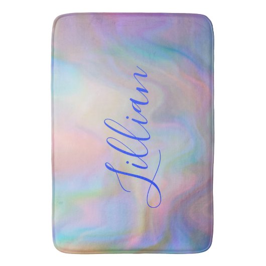 Monogram Naam in Blauw op Moeder van Parel | Badmat (Voorkant Verticaal)