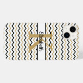 Monogram Naam Initiaal Black Gold Chevron Zig Zag Case-Mate iPhone Case (Achterkant (horizontaal))