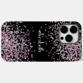 Monogram naam Initiaal Black Pink Silver Glitter Case-Mate iPhone Case (Achterkant (horizontaal))