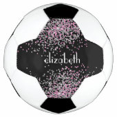 Monogram naam Initiaal Black Pink Silver Glitter Voetbal (Voorkant)