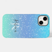 Monogram Naam Initiaal Blauwe Groene Sparkle Girly Case-Mate iPhone Case (Achterkant (horizontaal))