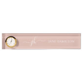 Monogram Naam Initiaal Blush Roze Desk Naam Bord Naambordje (Voorkant)