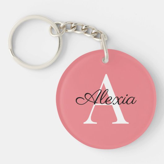 Monogram Naam Initiaal Bridesmaid AcrylSleutelhang Sleutelhanger (Voorkant)