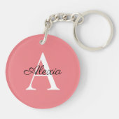 Monogram Naam Initiaal Bruidsmeisje Acryl Sleutelh Sleutelhanger (Achterkant)