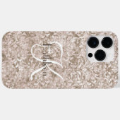 Monogram Naam Initiaal Bruin Wit Sierlijke Bloem Case-Mate iPhone Case (Achterkant (horizontaal))