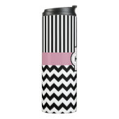 Monogram naam initiaal chevron thermale tumbler thermosbeker (Gedraaid links)