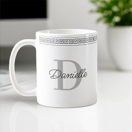 Monogram Naam Initiaal Elegant Grieks Meander Scri Koffiemok