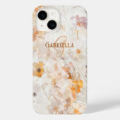 Monogram Naam Initiaal Elegante Bloemrijke Waterve Case-Mate iPhone Case (Achterkant)