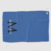 Monogram Naam Initiaal Elegante Koninklijke Blauwe Golfhanddoek (Horizontaal)