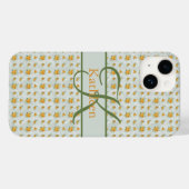 Monogram Naam Initiaal Geel Groene Floral Case-Mate iPhone Case (Achterkant (horizontaal))