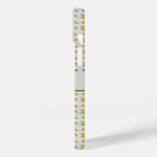 Monogram Naam Initiaal Geel Groene Floral Case-Mate iPhone Case (Achterkant / Links)