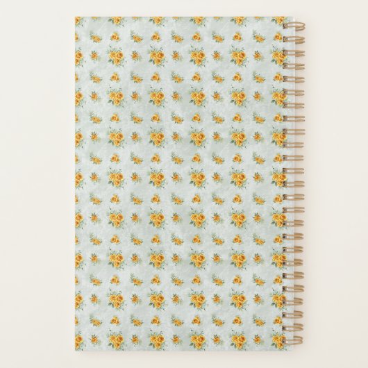 Monogram Naam Initiaal Geel Groene Floral Planner (Achterkant)