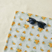 Monogram Naam Initiaal Geel Groene Floral Strandlaken (In situ)