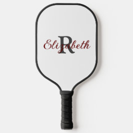 Monogram Naam Initiaal Gray Burgundy Trendy Pickleball Paddle