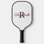 Monogram Naam Initiaal Gray Burgundy Trendy Pickleball Paddle (Achterkant)