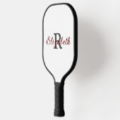 Monogram Naam Initiaal Gray Burgundy Trendy Pickleball Paddle (Links)
