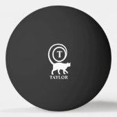 Monogram Naam Initiaal Kittenkat Liefhebber Zwart Pingpongbal (Achterkant)