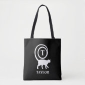 Monogram Naam Initiaal Kittenkat Liefhebber Zwart  Tote Bag (Voorkant)