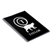 Monogram Naam Initiaal Kitty Cat Lover Black White Notitieboek (Rechterzijde)