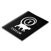 Monogram Naam Initiaal Kitty Cat Lover Black White Notitieboek (Linkerzijde)