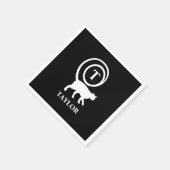 Monogram Naam Initiaal Kitty Cat Lover Black White Servet (Hoek)