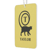 Monogram Naam Initiaal Kitty Cat Lover Gold Black Luchtverfrisser (Links)