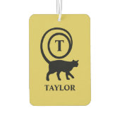 Monogram Naam Initiaal Kitty Cat Lover Gold Black Luchtverfrisser (Achterkant)