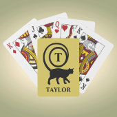 Monogram Naam Initiaal Kitty Cat Lover Gold Black Pokerkaarten