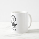 Monogram Naam Initiaal Kitty Cat Lover White Black Koffiemok (Voorkant rechts)