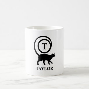 Monogram Naam Initiaal Kitty Cat Lover White Black Koffiemok
