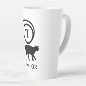Monogram Naam Initiaal Kitty Cat Lover White Black Latte Mok (Rechterhoek)