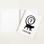 Monogram Naam Initiaal Kitty Cat Lover White Black Planner (Display)
