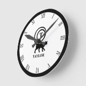 Monogram Naam Initiaal Kitty Cat Lover White Black Ronde Klok (Hoek)
