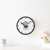 Monogram Naam Initiaal Kitty Cat Lover White Black Ronde Klok (Huis)