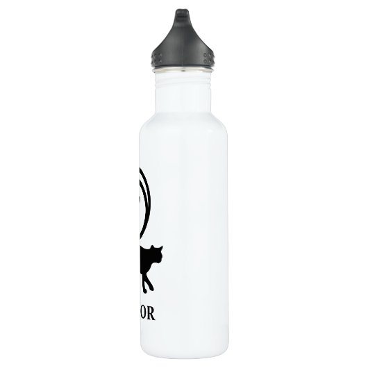 Monogram Naam Initiaal Kitty Cat Lover White Black Waterfles (Rechts)
