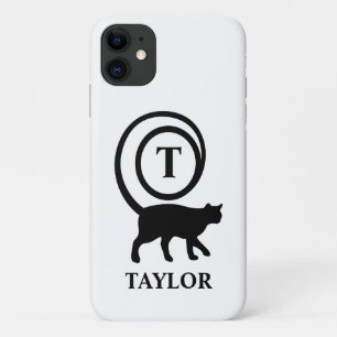 Monogram Naam Initiaal Kitty Kat Liefhebber Wit Zw Case-Mate iPhone Case