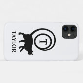 Monogram Naam Initiaal Kitty Kat Liefhebber Wit Zw Case-Mate iPhone Case (Achterkant (horizontaal))