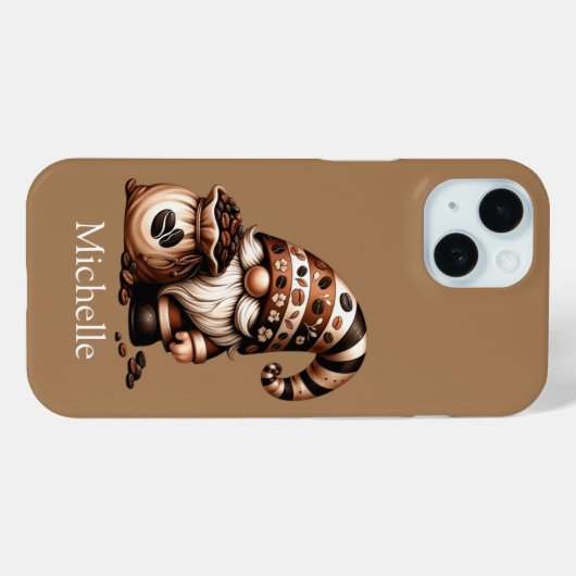 Monogram Naam Initiaal Koffie Kabouter Bruin Wit Case-Mate iPhone Case (Achterkant (horizontaal))