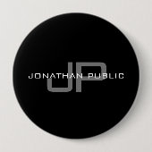 Monogram naam Initiaal Letter Black Sjabloon Huge Ronde Button 4,0 Cm (Voorkant)