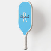 Monogram Naam Initiaal Lichtblauw Grijs Wit  Pickleball Paddle (Links)