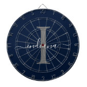 Monogram Naam Initiaal Manuscript Navy Blue Dartbord (Voorkant)