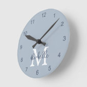 Monogram Naam Initiaal Manuscript Stusty Blue Ronde Klok (Hoek)
