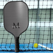 Monogram Naam Initiaal Metallic Black Grey Elegant Pickleball Paddle