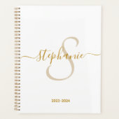 Monogram Naam Initiaal Modern Goud Script Planner (Voorkant)