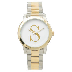 Monogram naam initiaal modern verguld gepersonalis horloge