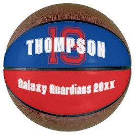 Monogram naam initiaal of aantalteam blauw rood basketbal