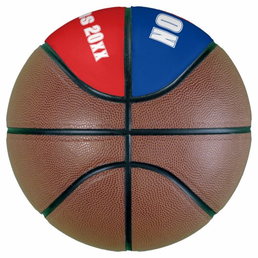 Monogram naam initiaal of aantalteam blauw rood basketbal (Rechts)